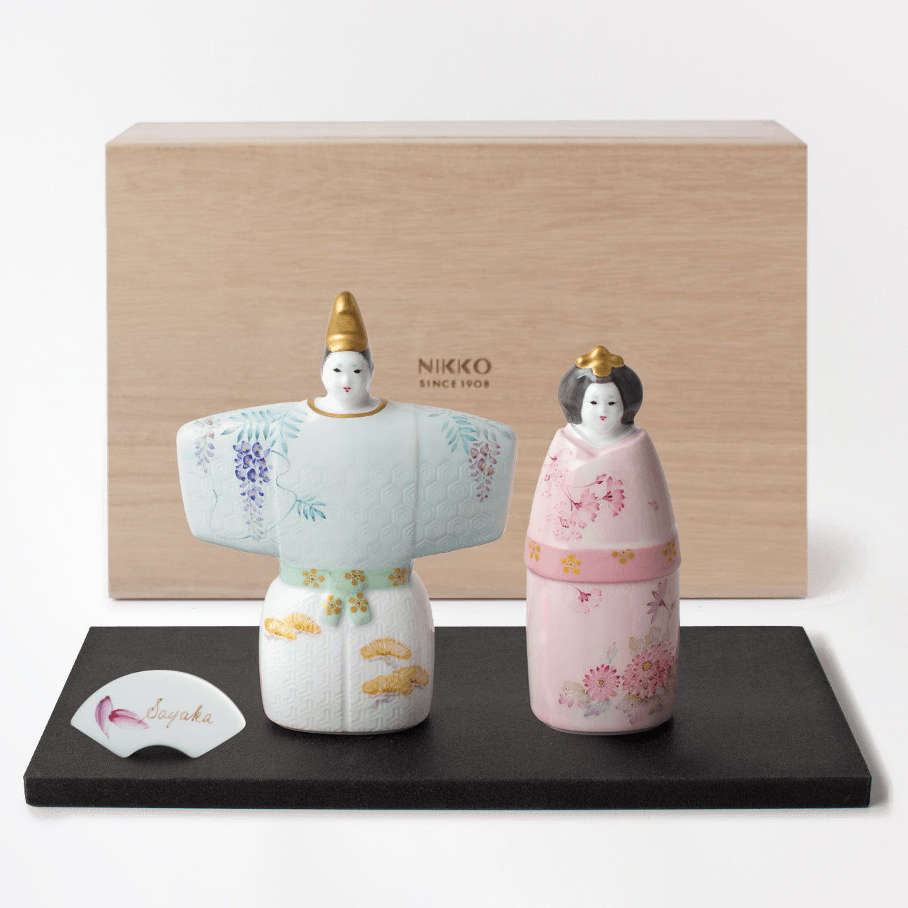 立ち雛 加賀の季 名入れ扇札 (アルファベット)付