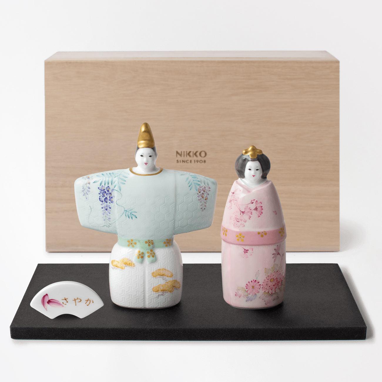 立ち雛 加賀の季 名入れ扇札 (ひらがな)付