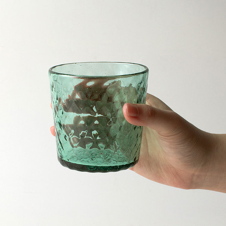 mado ロックグラス (アイスグリーン/ダイヤ柄)