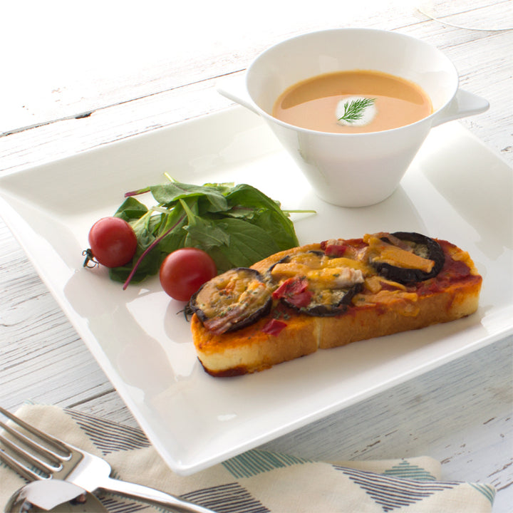 白いブランド食器｜新生活｜22.5cm角皿2枚セット｜EXQUISITE｜ニッコー