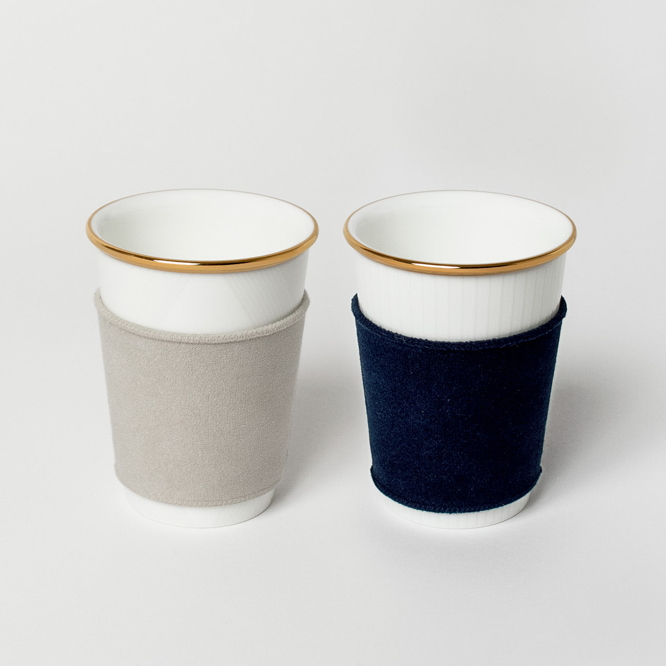 【復興支援商品】like a Paper Cup ペアセット (金彩あり) スリーブ付 (ライトグレー・インディゴ)