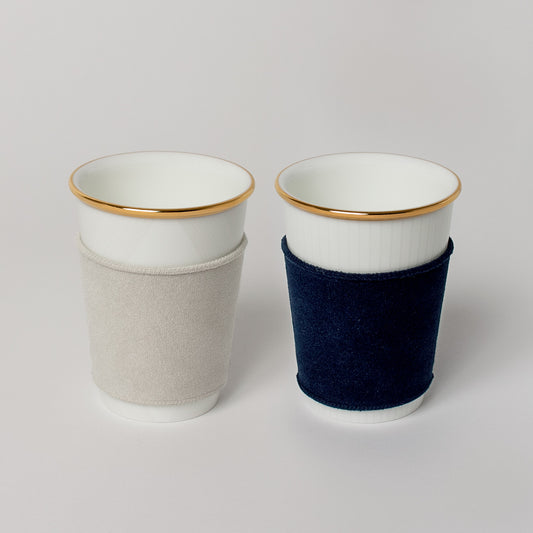 【復興支援商品】like a Paper Cup ペアセット (金彩あり) スリーブ付 (ライトグレー・インディゴ)