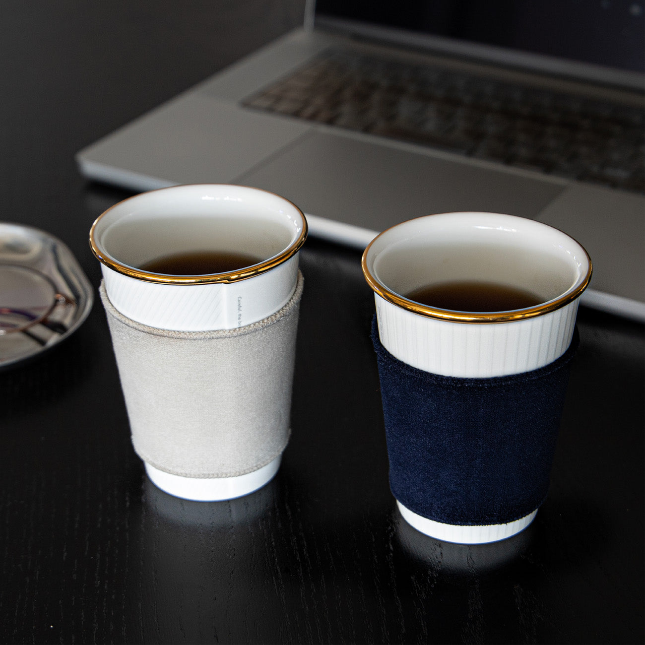 【復興支援商品】like a Paper Cup ペアセット (金彩あり) スリーブ付 (ライトグレー・インディゴ)