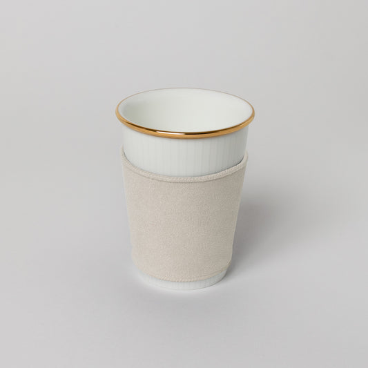 【復興支援商品】like a Paper Cup (出格子 金彩) スリーブ付 (ライトグレー)