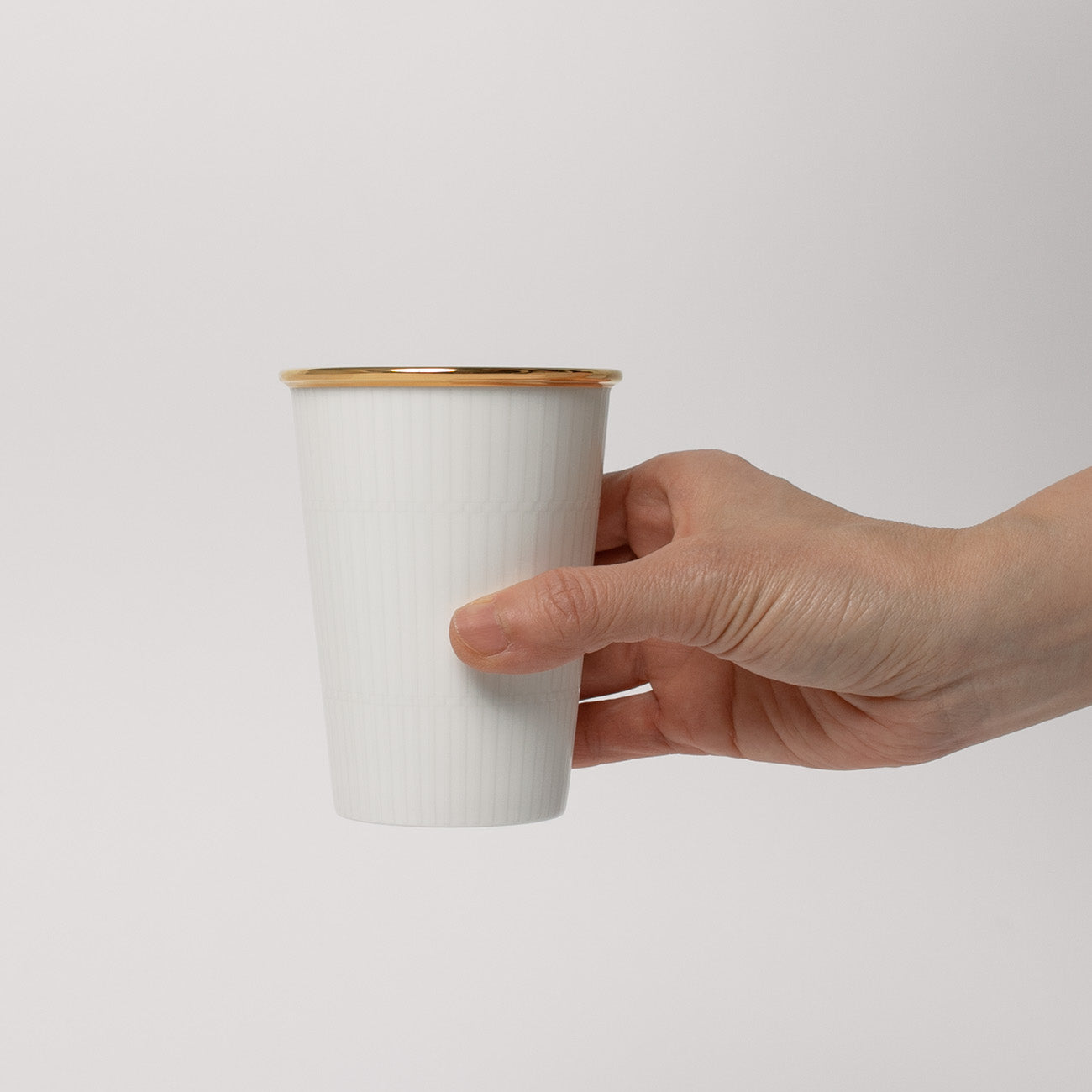 【復興支援商品】like a Paper Cup (出格子 金彩) スリーブ付 (ライトグレー)