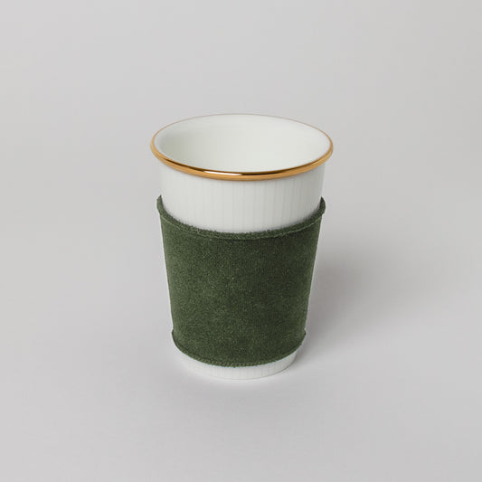【復興支援商品】like a Paper Cup (出格子 金彩) スリーブ付 (オリーブ)