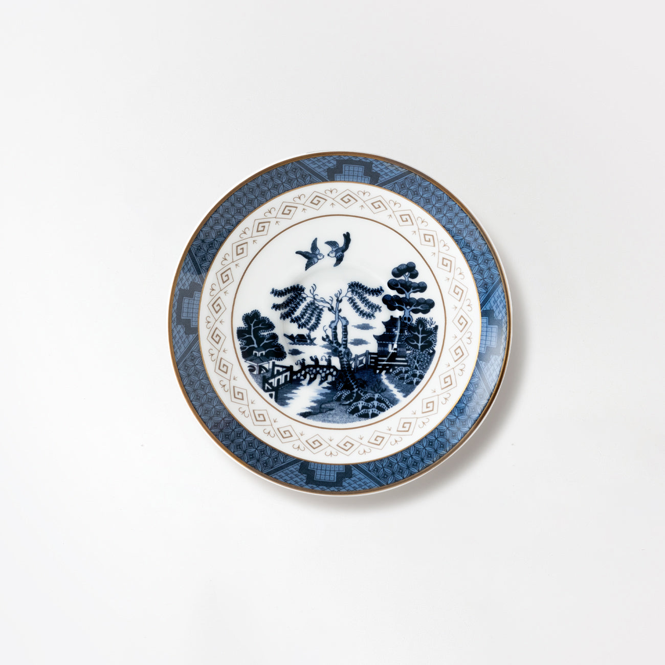 レトロ　山水画　皿 骨董品 昭和レトロ 有田焼 峯山 染付 山水図 大皿 30.7cm 飾り