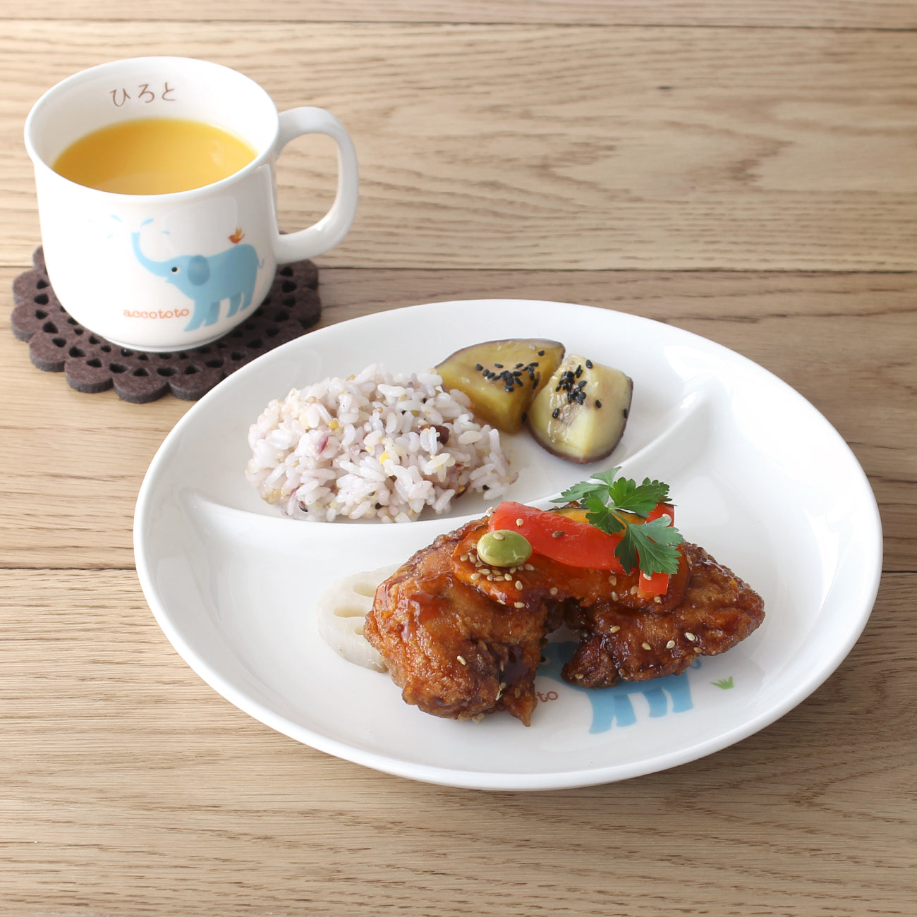 ゾウ】にこにこセット (ネーム入)｜アッコトト｜子供食器｜ニッコー 